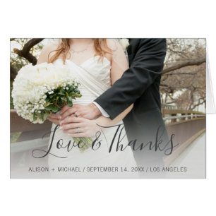 Love & Thanks photo collage wedding Thank You Cards