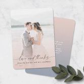 Ombre Gradient Dusty Blue Green Wedding Thank You Note Card