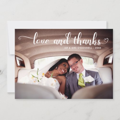 Love  Thanks Romantic Wedding Photo Thank You Card