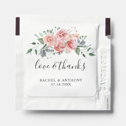 Love  Thanks Rose Floral Bouquet Wedding Elegant Hand Sanitizer Packet