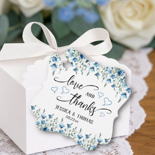 Love & Thanks Rustic Blue Boho Wildflowers Wedding Favor Tags