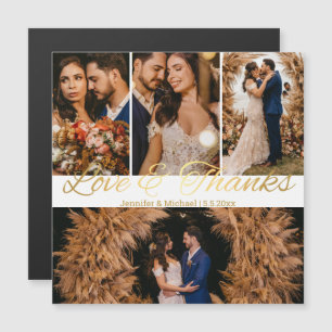 Love & Thanks Script 4 Picture Grid Wedding Magnet