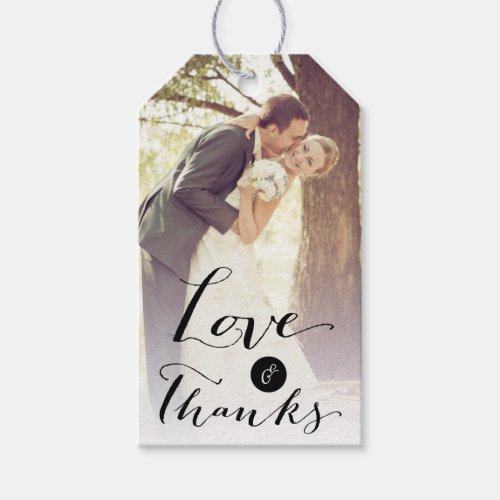 Love  Thanks Script Calligraphy Wedding Gift Tags