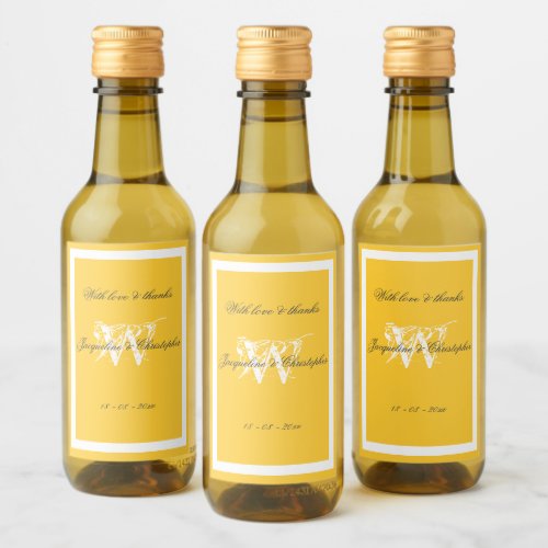 Love  thanks script mini yellow wedding favor  wine label