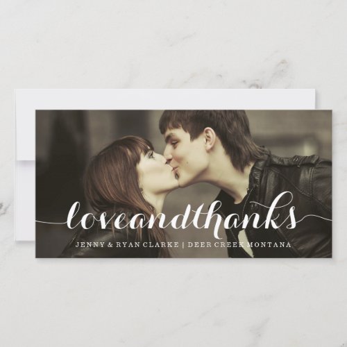 LOVE  THANKS SCRIPT  WEDDING THANK YOU PHOTO