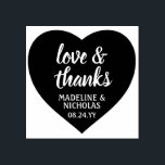 Love & Thanks Simple Heart Wedding Thank You Rubber Stamp<br><div class="desc">Add a personalized finishing touch to thank you notes with this stylish and cute heart shaped rubber stamp. All text is simple to customize or delete. Design features handrwritten style script calligraphy "love & thanks" and elegant modern typography names and date. Perfect for a wedding, bridal shower, or other occasion....</div>