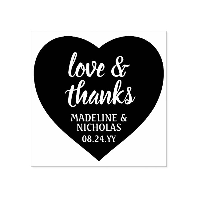 Love & Thanks Simple Heart Wedding Thank You Rubber Stamp (Imprint)