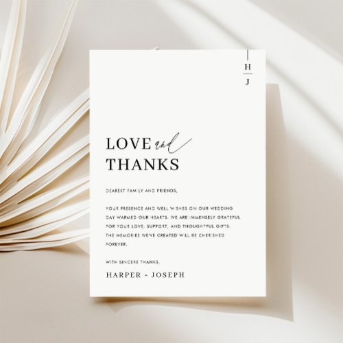 Love  Thanks Simple Wedding Thank You Place Card