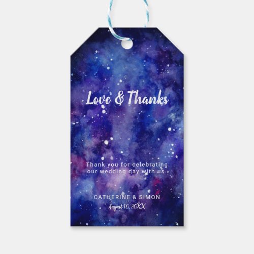 Love  thanks Starry Night Galaxy wedding Stars Gift Tags