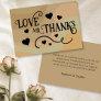 Love & Thanks Tan Retro Swirls & Hearts Wedding Thank You Card