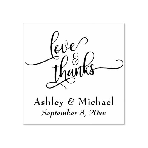 Love  Thanks Typography w Your Details Rubber Stamp