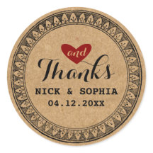 Love & Thanks Vintage Frame Paper Wedding Sticker