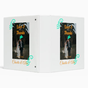 Love & thanks wedding couple photo modern add oran 3 ring binder