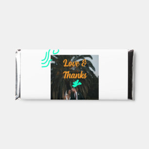 Love & thanks wedding couple photo modern add oran hershey bar favors