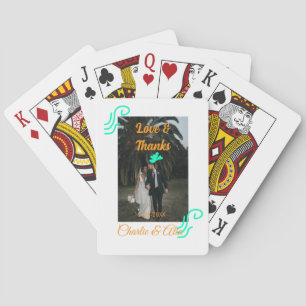 Love & thanks wedding couple photo modern add oran poker cards