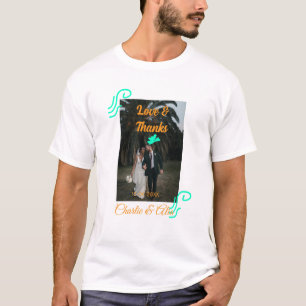 Love & thanks wedding couple photo modern add oran T-Shirt