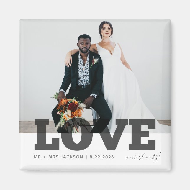 Love Thanks Wedding Photo Favor Thank You  Magnet (Front)