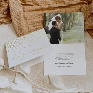 Love & Thanks Wedding Photo Gold Foil Thank You Foil Card