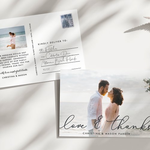 Love  Thanks  Wedding Photo Thank You Postcard