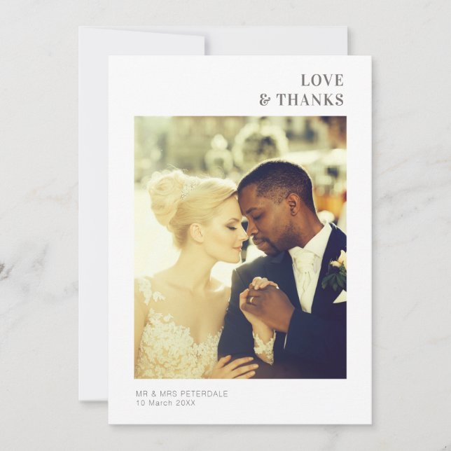 LOVE & THANKS | wedding thank you photo card (Front)
