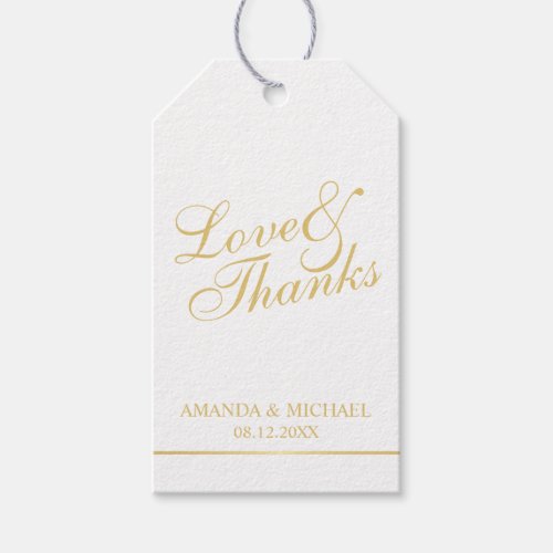 Love  Thanks White  Gold Elegant Wedding Favor Gift Tags