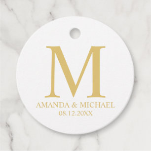 'Love & Thanks' White & Gold Elegant Wedding Favor Tags