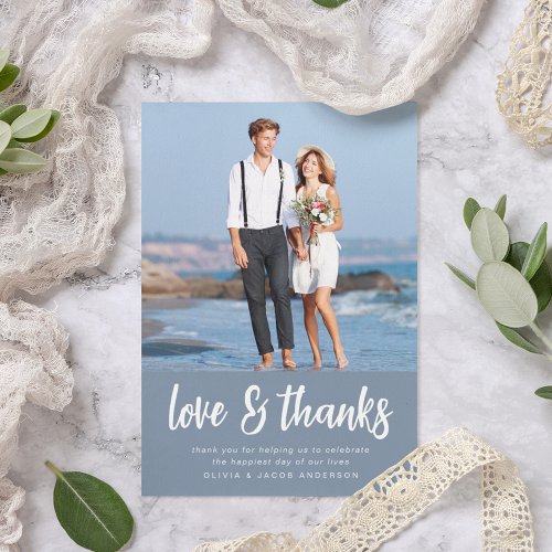 Love  Thanks With Photo Wedding Thank You Card
