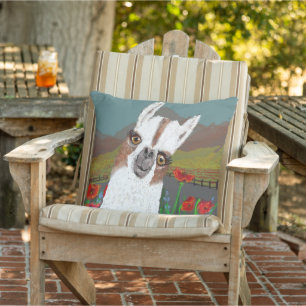 Love That Alpaca's Curiosity Outdoor Pillow