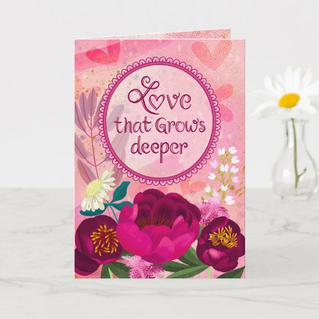 Love That Grows Deeper Moody Floral Greeting Card (Small Plant)