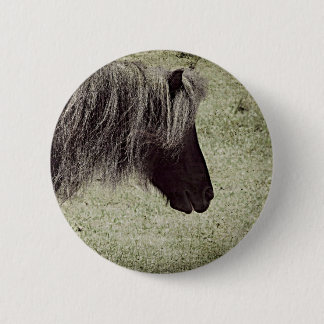 Love That Long Mane, Mini Mare, Grunge Pinback Button
