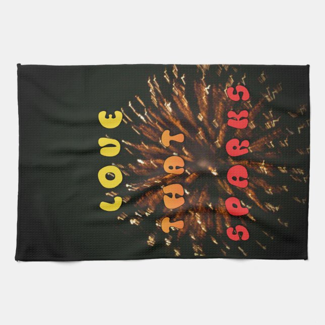 Love That Sparks Abstract Art Design Print Kitchen Towel (Horizontal)