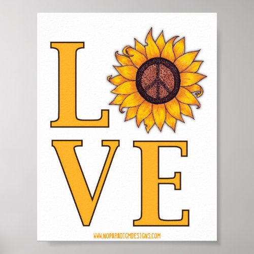 Love that Sunflower Peace Sign Poster