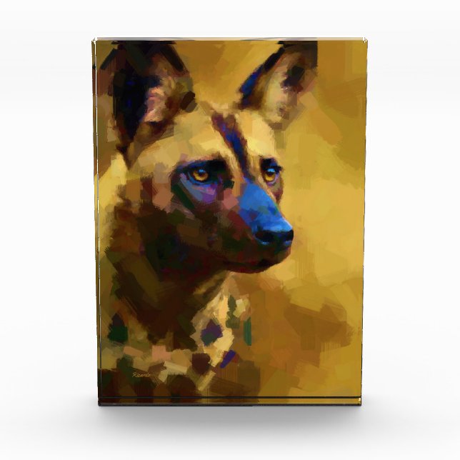 Love the African Wild Dog Abstract Acrylic Award (Front)