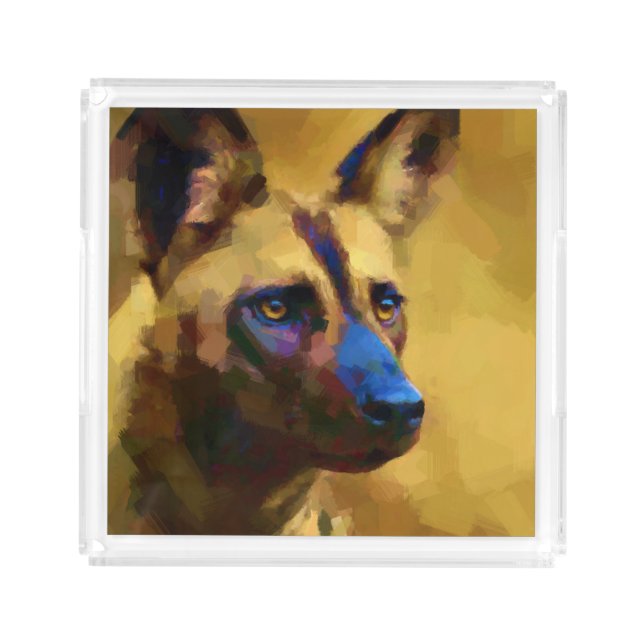Love the African Wild Dog Art Acrylic Tray (Front)