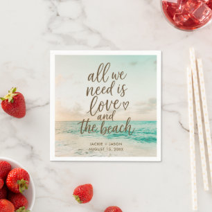 Love & the Beach Elegant Beach Wedding Napkins