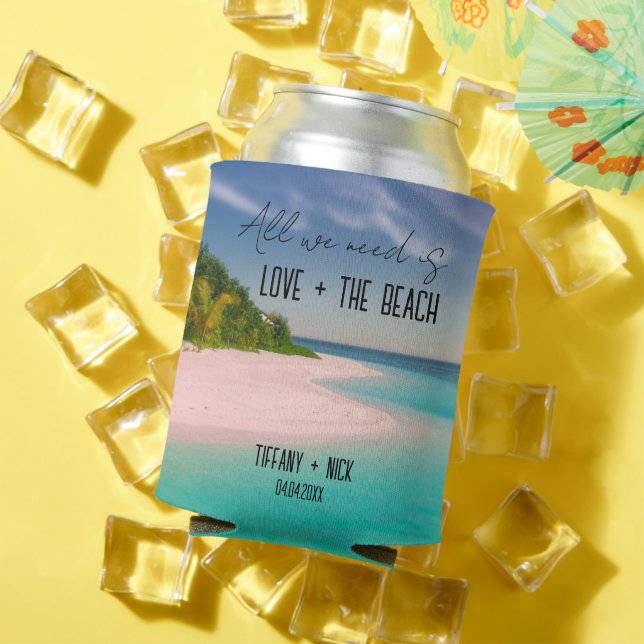 Love + The Beach Wedding Day Favor Can Cooler (In Situ Summer)