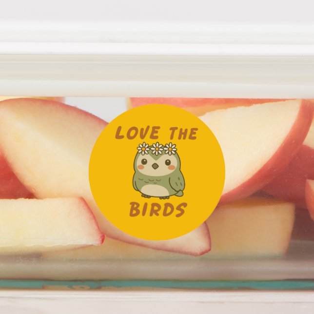 Love the Birds – Whimsical Owl with Flower Crown Labels (Affixed)
