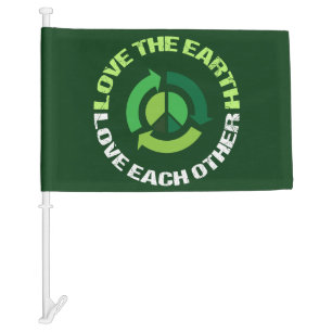 Love the Earth Environmental Awareness Green Car Flag