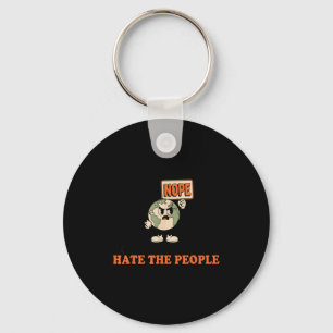 Love the earth hate the people retro cartoon earth keychain