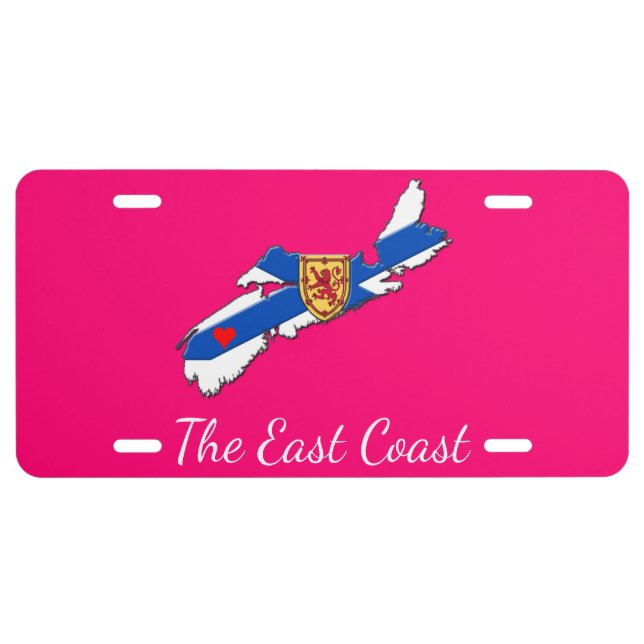 Love The East Coast Heart N.S.license plate pink (Front)