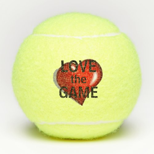 Love the Game red heart design Tennis Balls