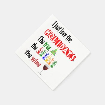 Love The Holidays  Tree  Lights And Wine Paper Napkins by csinvitations at Zazzle