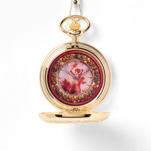 LOVE THE JESTERCUPID IN RED PINK FLORAL CROWN WATCH