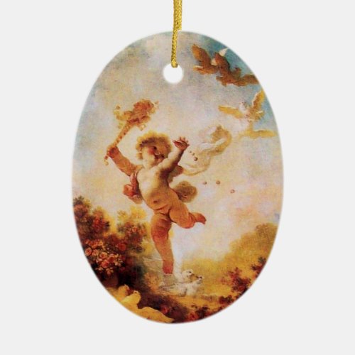 LOVE THE JESTER CUPID MONOGRAM Orange Agatha Ceramic Ornament