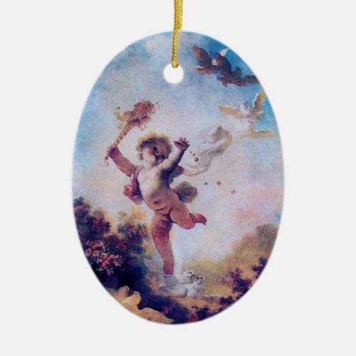 LOVE THE JESTER CUPID MONOGRAM Red Ruby Ceramic Ornament