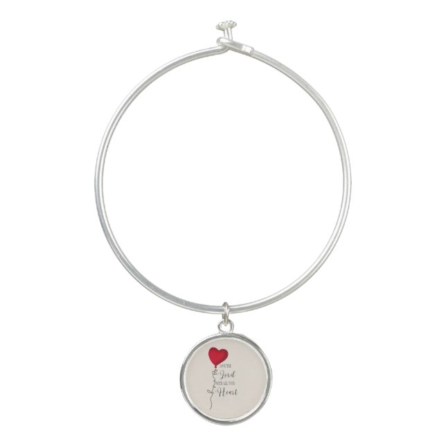 Love the Lord  & Heart Balloon Bangle Bracelet (Front)