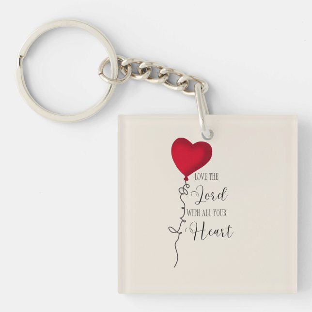 Love the Lord  & Heart Balloon Keychain (Front)