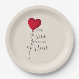 Love the Lord  & Heart Balloon Paper Plates