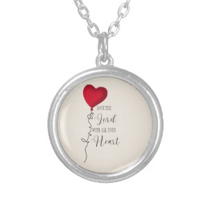 Love the Lord  & Heart Balloon Silver Plated Necklace