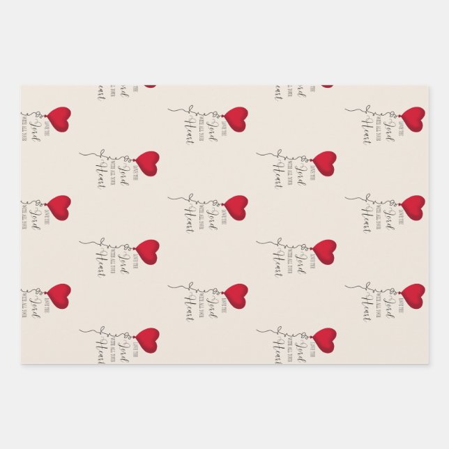 Love the Lord  & Heart Balloon Wrapping Paper Sheets (Front)